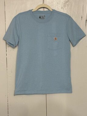 Carhartt Men's Light Blue Pocket Tee - Loose Fit